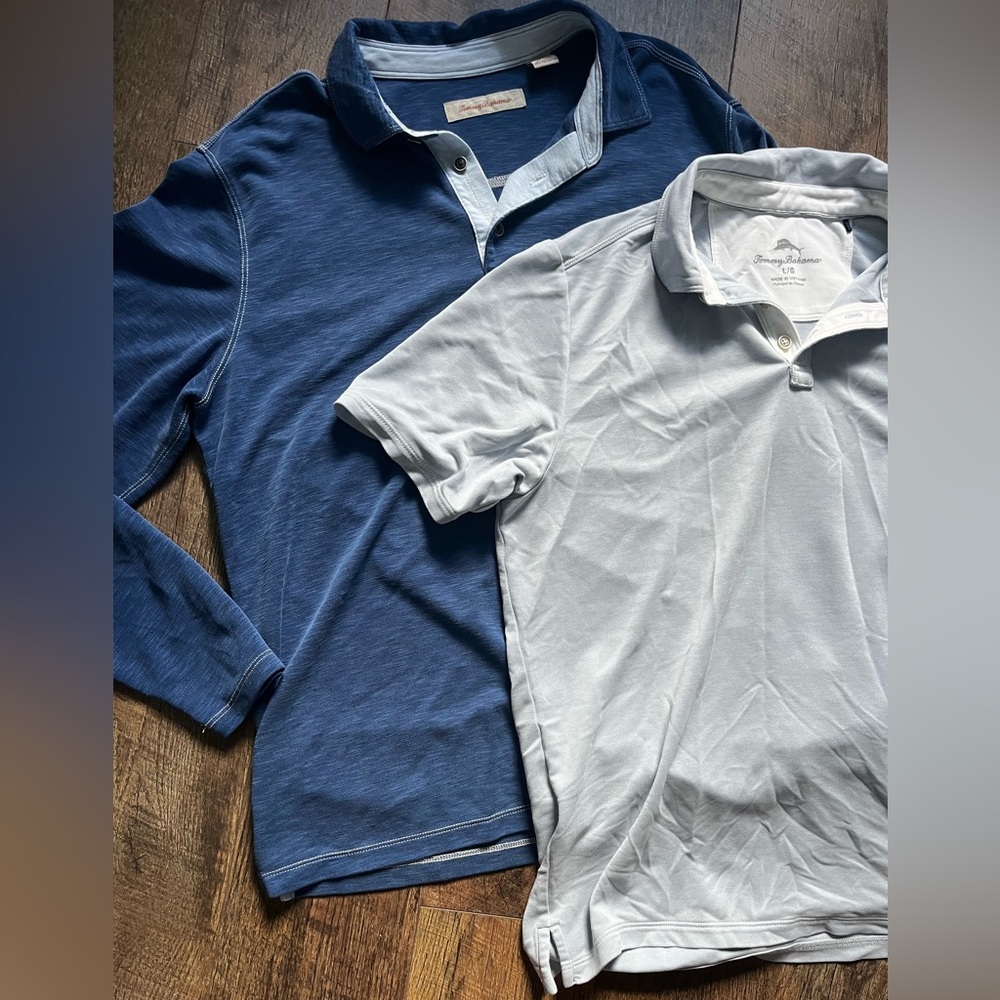 Tommy Bahama Paradiso Cove Polo Shirt Lot of 2 Men’s Large Blue Gray Casual Golf